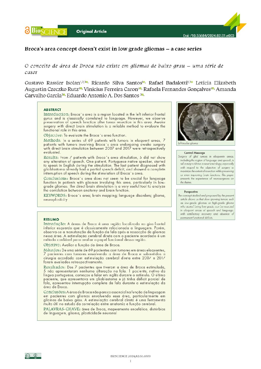 O conceito de área de Broca não existe em gliomas de baixo grau – uma série decasos